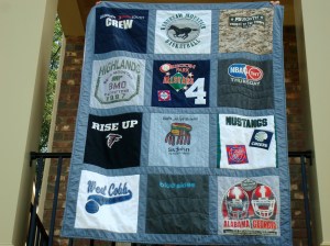 sports t-shirt quilt close-up